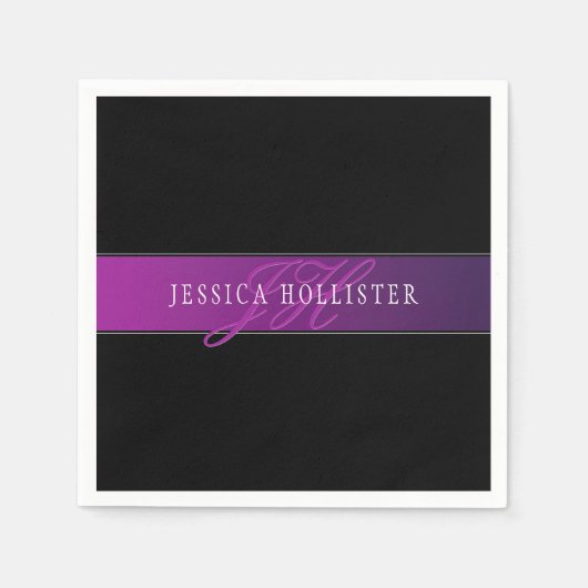 Eleganter Name & monogrammiertes Initial/Initialen Serviette (Vorderseite)