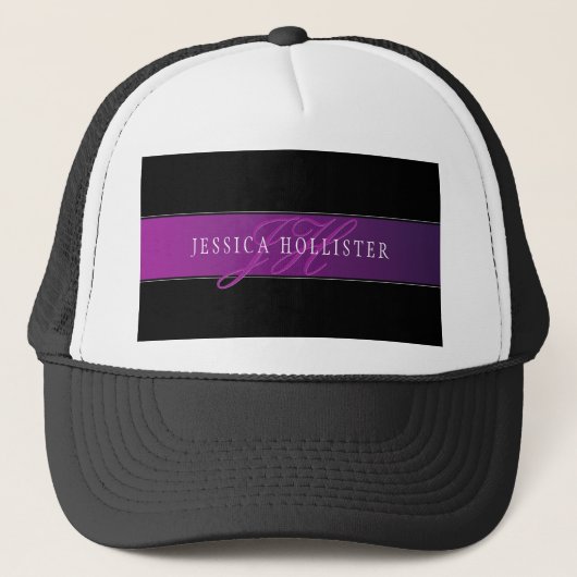 Eleganter Name & monogrammiertes Initial/Initialen Truckerkappe (Vorderseite)
