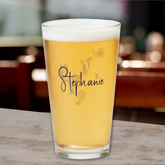 Eleganter Name, Papier gequillt Paisleys 16oz Pint Glas
