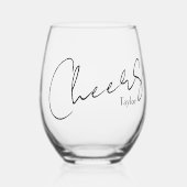 Eleganter Name Personalisiert Cheers Weinglas Ohne Stiel (Vorderseite)
