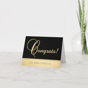 Eleganter Name personalisiert Schwarz Gold GRATULI Karte