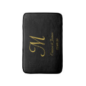Eleganter Name Schwarz und Gold Monogram Badematte (Vorderseite Vertikal)