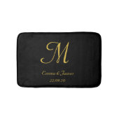 Eleganter Name Schwarz und Gold Monogram Badematte (Vorderseite)