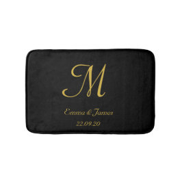Eleganter Name Schwarz und Gold Monogram Badematte