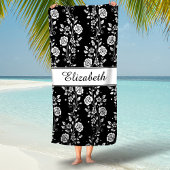 Eleganter Name Schwarz/Weiß Strandtuch