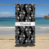 Eleganter Name Schwarz/Weiß Strandtuch