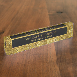 Eleganter Name Schwarzer Blattfarbe Personalisiert Namensplakette