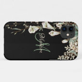 Eleganter Name Schwarzer Blumen Erstmals Personali Case-Mate iPhone Hülle (Rückseite (Horizontal))