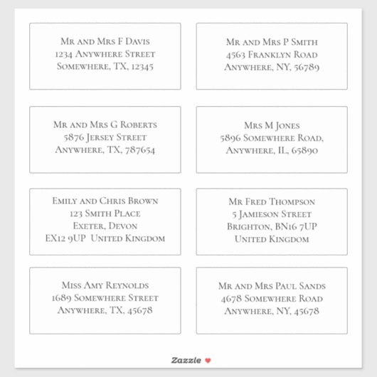 Eleganter Name und Adresse Aufkleber (Blatt)