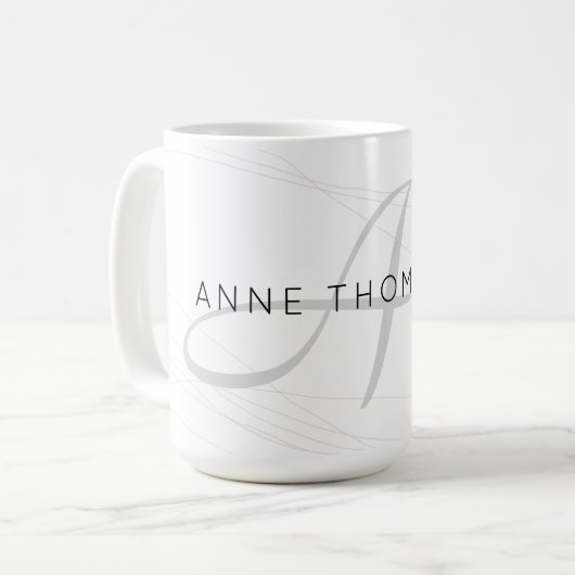 eleganter Name und anfängliches (Monogramm) Weiß 1 Kaffeetasse (Vorderseite Links)
