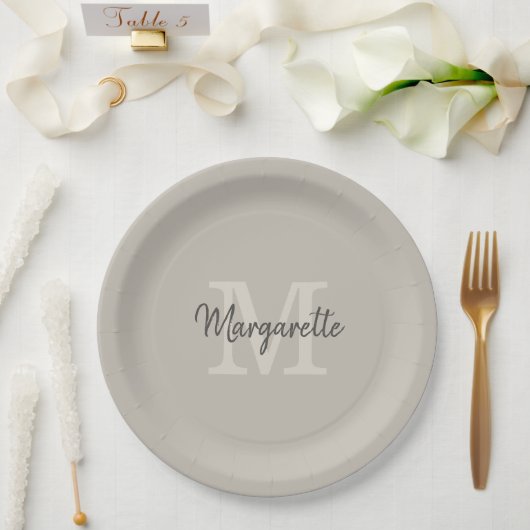 Eleganter Name und Anfangsmonogramm Pappteller (Hochzeit)