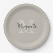 Eleganter Name und Anfangsmonogramm Pappteller (Vorderseite)
