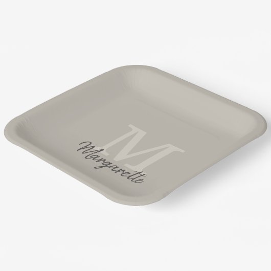 Eleganter Name und Anfangsmonogramm Pappteller (Gewinkelt)