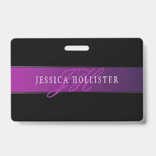 Eleganter Name und Mit Monogramm Initial/s Ausweis