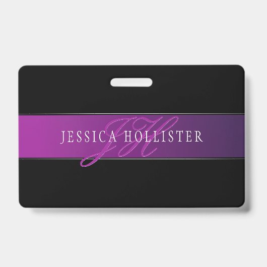 Eleganter Name und Mit Monogramm Initial/s Ausweis (Front)