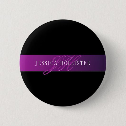 Eleganter Name und Mit Monogramm Initial/s Button (Vorderseite)