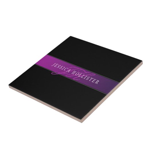 Eleganter Name und Mit Monogramm Initial/s Fliese (Seite)