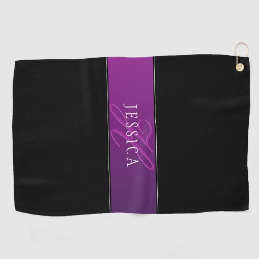 Eleganter Name und Mit Monogramm Initial/s Golfhandtuch (Horizontal)