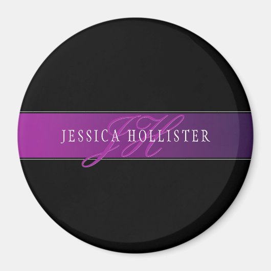 Eleganter Name und Mit Monogramm Initial/s Magnet (Vorne)