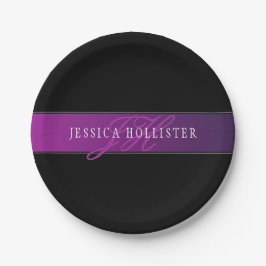 Eleganter Name und Mit Monogramm Initial/s Pappteller