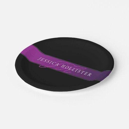 Eleganter Name und Mit Monogramm Initial/s Pappteller (Schrägansicht)