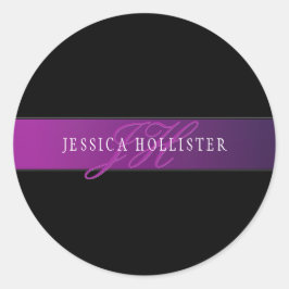 Eleganter Name und Mit Monogramm Initial/s Runder Aufkleber