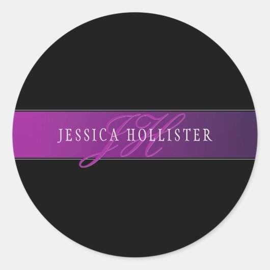 Eleganter Name und Mit Monogramm Initial/s Runder Aufkleber (Vorderseite)