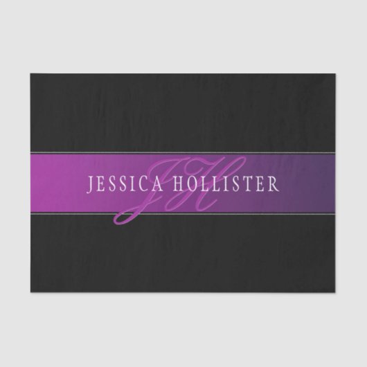 Eleganter Name und Mit Monogramm Initial/s Seidenpapier (Vorderseite)