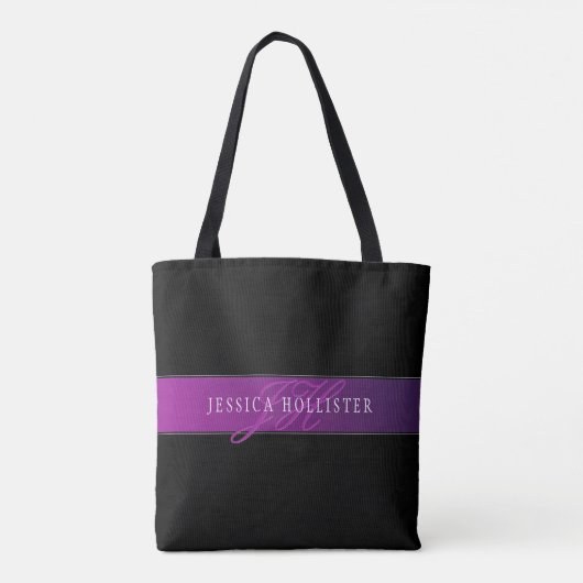 Eleganter Name und Mit Monogramm Initial/s Tasche (Rückseite)