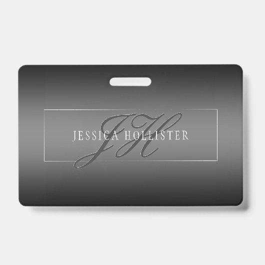 Eleganter Name und Mit Monogramm Initialen | Schwa Ausweis (Vorderseite)