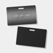 Eleganter Name und Mit Monogramm Initialen | Schwa Ausweis (Vorder- & Rückseite)