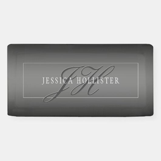 Eleganter Name und Mit Monogramm Initialen | Schwa Banner (Horizontal)