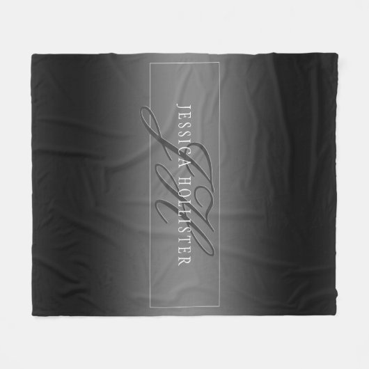 Eleganter Name und Mit Monogramm Initialen | Schwa Fleecedecke (Vorderseite (Horizontal))