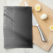 Eleganter Name und Mit Monogramm Initialen | Schwa Geschirrtuch (Viertel Falte)