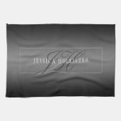 Eleganter Name und Mit Monogramm Initialen | Schwa Geschirrtuch (Horizontal)