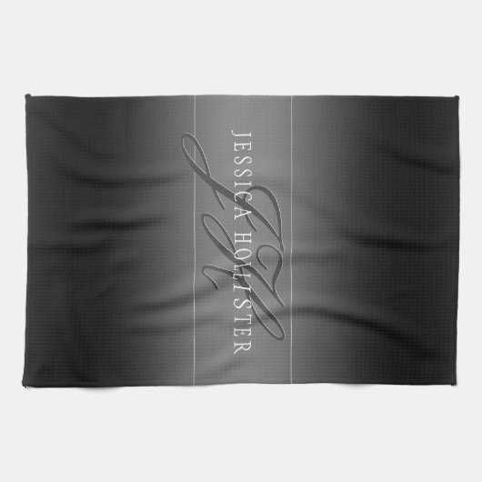 Eleganter Name und Mit Monogramm Initialen | Schwa Geschirrtuch (Horizontal)