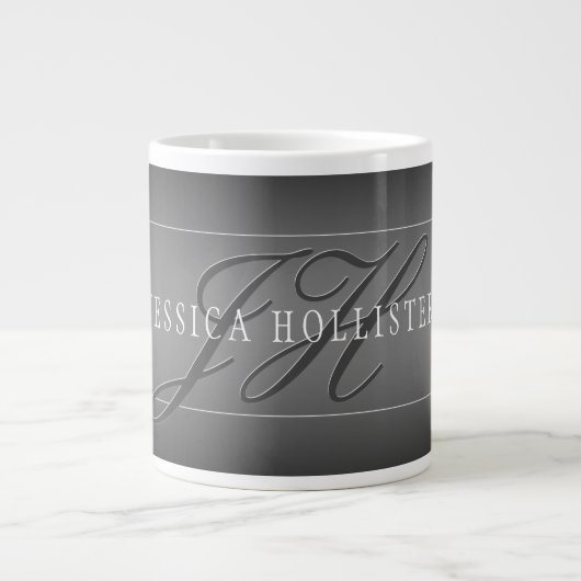 Eleganter Name und Mit Monogramm Initialen | Schwa Jumbo-Tasse (Vorderseite)
