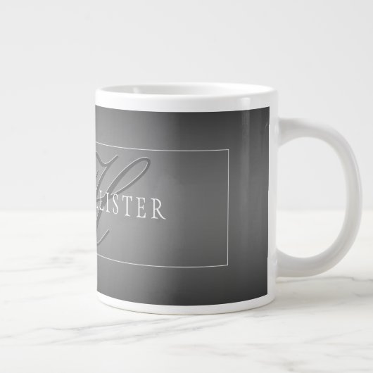 Eleganter Name und Mit Monogramm Initialen | Schwa Jumbo-Tasse (Rechts)