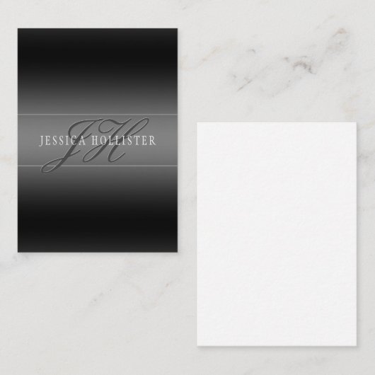 Eleganter Name und Mit Monogramm Initialen | Schwa Mitteilungskarte (Vorne/Hinten)