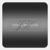 Eleganter Name und Mit Monogramm Initialen | Schwa Quadratischer Aufkleber (Vorderseite)