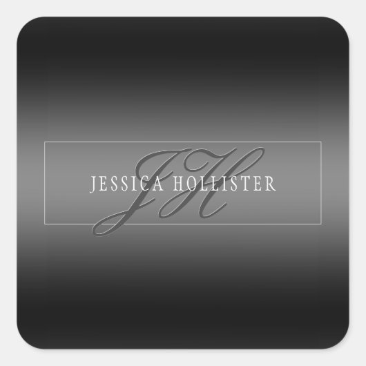 Eleganter Name und Mit Monogramm Initialen | Schwa Quadratischer Aufkleber (Vorderseite)