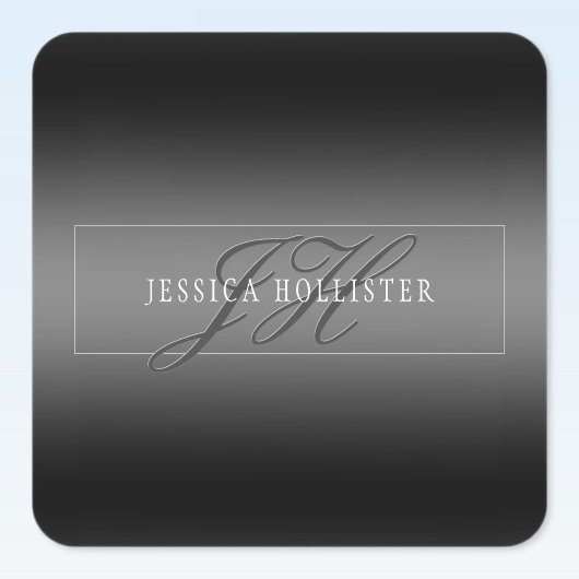 Eleganter Name und Mit Monogramm Initialen | Schwa Quadratischer Aufkleber