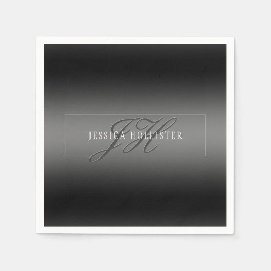 Eleganter Name und Mit Monogramm Initialen | Schwa Serviette (Vorderseite)