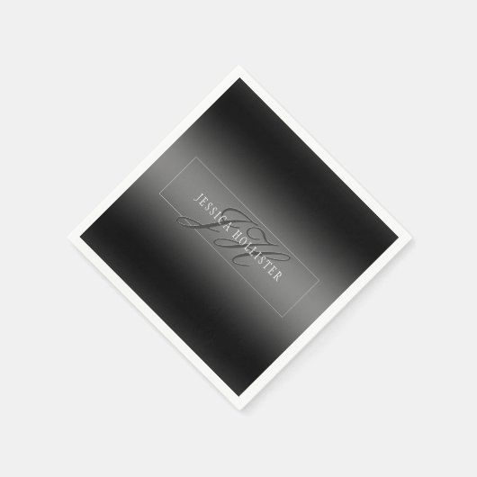 Eleganter Name und Mit Monogramm Initialen | Schwa Serviette (Ecke)