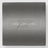 Eleganter Name und Mit Monogramm Initialen | Schwa Steinuntersetzer (Vorderseite)