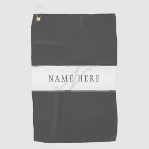Eleganter Name und Monogramm Dunkel und leicht g Golfhandtuch