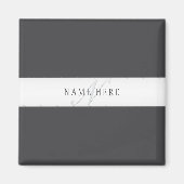 Eleganter Name und Monogramm | Dunkel und leicht g Magnet (Vorne)