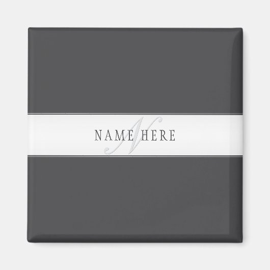 Eleganter Name und Monogramm | Dunkel und leicht g Magnet (Vorne)