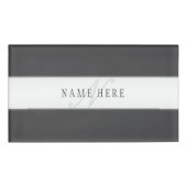 Eleganter Name und Monogramm | Dunkel und leicht g Namenschild (Vorderseite)