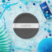 Eleganter Name und Monogramm | Dunkel und leicht g Pappteller (Party)